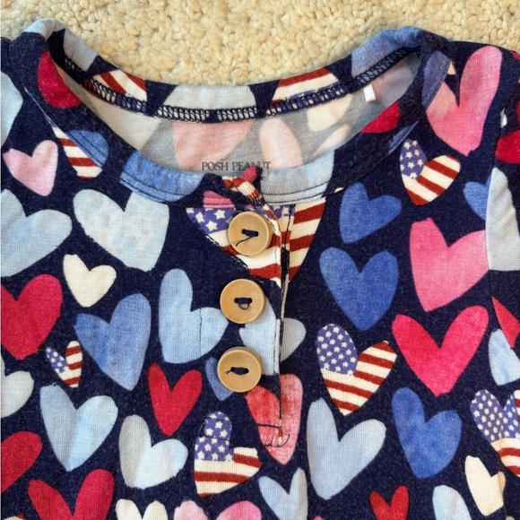 Posh Peanut Patriotic Hearts short sleeve twirl bodysuit dress size 18-24m - Picture 2 of 6